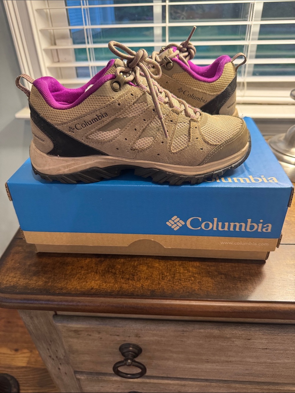 Columbia Women's Tan Trail Sneakers with Pink Lining